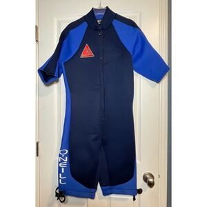 O'Neill Shorty Wetsuit Men's XXL Blue Navy Zip Vintage Surf Paddleboard Made USA